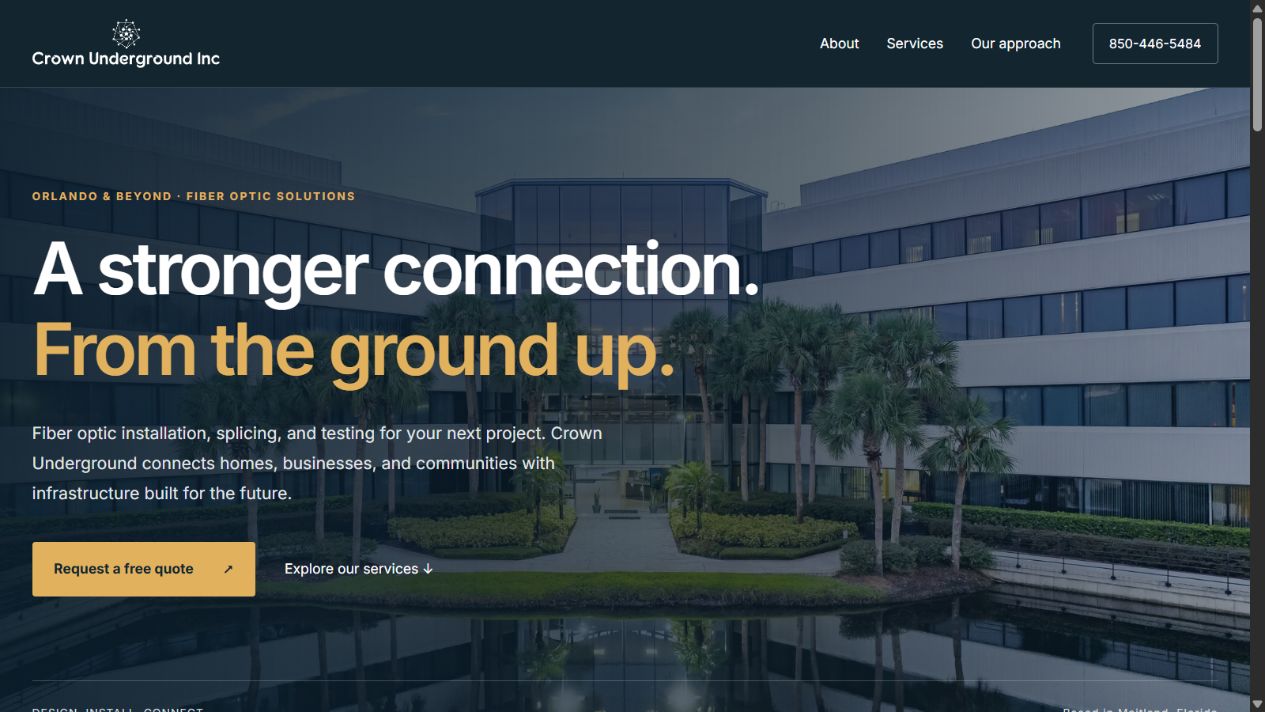 Crown Underground homepage redesign with navy and gold branding
